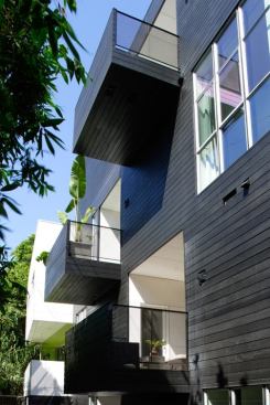 Outdoor rooms for each unit take advantage of the mild Southern California climate.