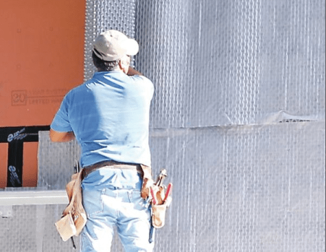Reservoir cladding like stucco, stone, or brick soaks up lots of water. Stapled to the housewrap, Delta-Dry Stucco & Stone, a dimpled, zero-perm plastic mat, provides an air gap between it and the sheathing and between it and the cladding.