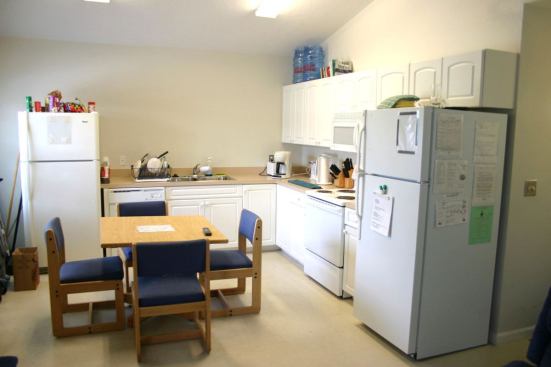 A kitchen in one of the Navy's new modular concrete homes.