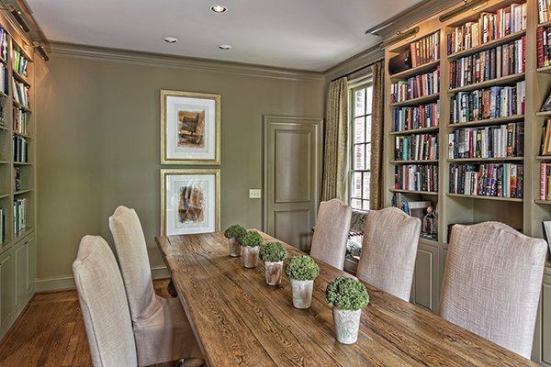 To update, Wills removed the panel molding to create a clean finish in the dining room. 