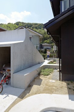 The covered garage which accommodates on-site parking.