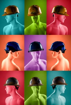 The Jupiter (top), Captain (middle) and Pollux (bottom) hard hat concepts.