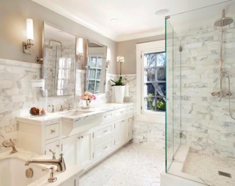 The countertop bumps out to accommodate a full-size sink. 