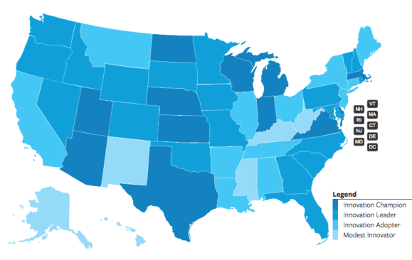 The CTA's heatmap displays which title each state earned this year, based on overall score.