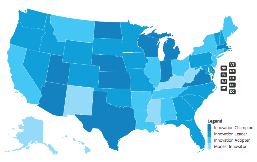The CTA's heatmap displays which title each state earned this year, based on overall score.