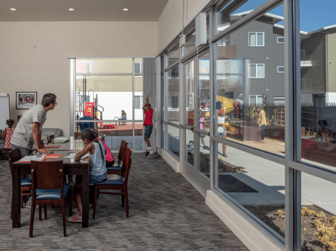 The community room at the Mosaic Gardens at Willowbrook.