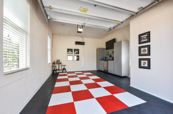 Lee Wetherington Homes incorporates built-in storage to its garages.