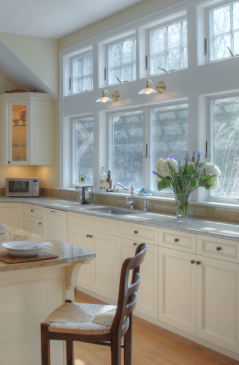 Task. Over-sink lighting is necessary for safety reasons. Sconces work well for this urpose and can add visual interest to a design.