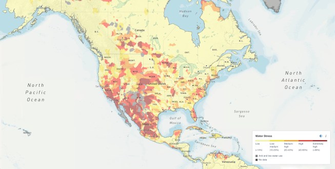 This interactive map from the World Resources Institute allows users to analyze current and future water risks across locations. It's accessible at wri.org/aqueduct.