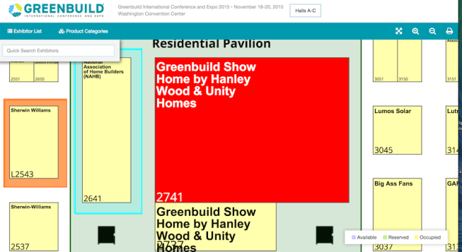 Greenbuild Unity Home both area at Greenbuild, Washington D.C. convention center Nov. 18-20