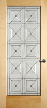 Simpson Door Co. The manufacturer has added new designs to its Mastermark line of exterior wood doors. The Embarcadero 6468 French door and matching sidelight 6469 include silver caming that separates obscure and clear beveled sections of glass to create repeated geometrical shapes around a central medallion, giving the door a contemporary look. 
www.simpsondoor.com. 
–Victoria Markovitz