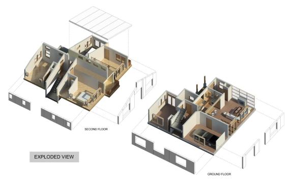 A diagram showing the Seventh Haven homes' SIPs layout.