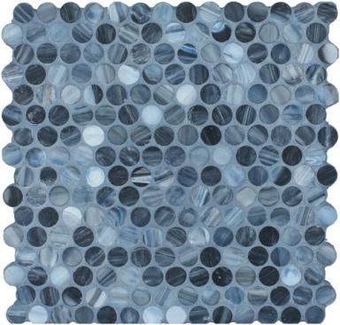 Stone & Pewter Accents The company has added Penny Round format to its hand-poured marbleized glass tile collection. Available in 12 colors and two finishes, the products mimic the look of candy because of the manufacturing process. 
www.stonepewteraccents.com