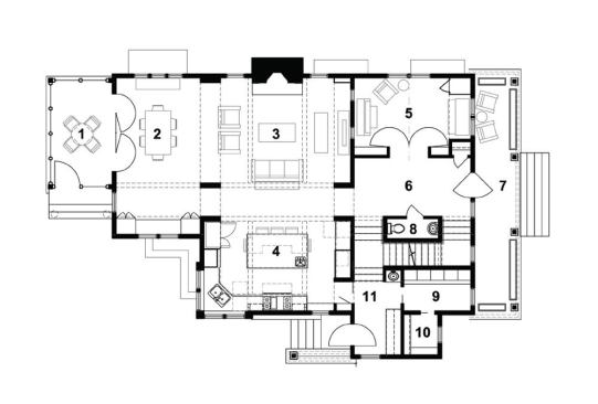 The house's main level floor plan.