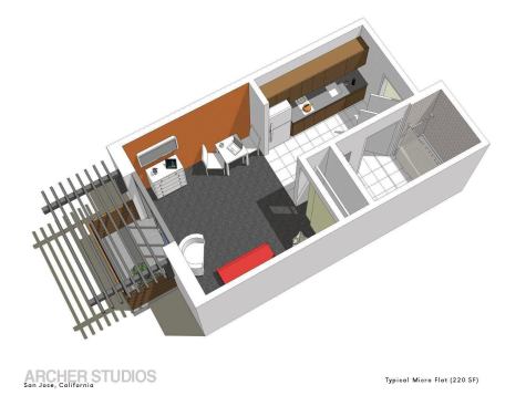 A typical microflat measures under 300 square feet