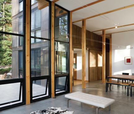The tower pavilion culminates in a fourth-floor office with a treetop-level roof deck.


