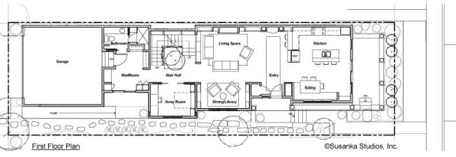 The SchoolStreet Not So Big show house's first floor plan.