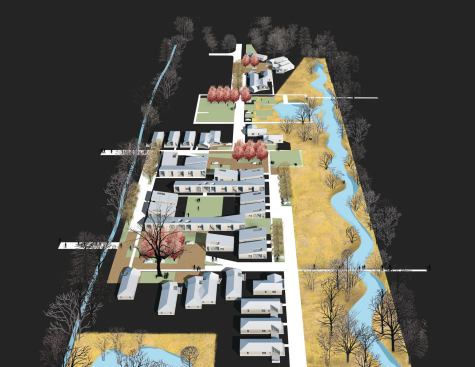 Seasonal stormwater is allowed to overflow the stream into an adjacent meadow.

