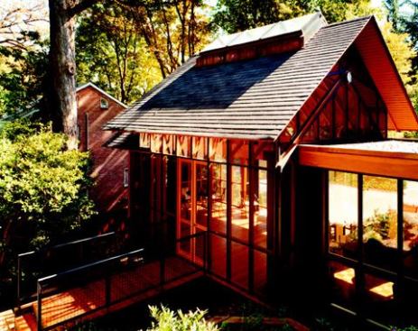 2007 Merit AwardScreened Porch, Arlington, Va.Entrant/Architect: McInturff Architects, Bethesda, Md.; Builder: Renovations Unlimited, Washington, D.C.; Construction supervisor: Robert Belliveau, Clifton, Va.
The porch's elevated design didn't require excavation or heavy machinery so that the existing foliage could be preserved. The old-growth trees help obscure sight lines from the porch to nearby neighbors.
