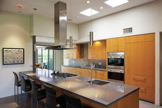 The kitchen countertops are Caesarstone and concrete.