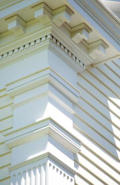 Connor broke new ground by shop assembling complex trim details, both interior and exterior.