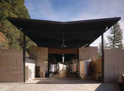 The tanks at CADE Winery, built by Grassi & Associates and designed by Juan Carlos Fernandez of Lail Design Group.
