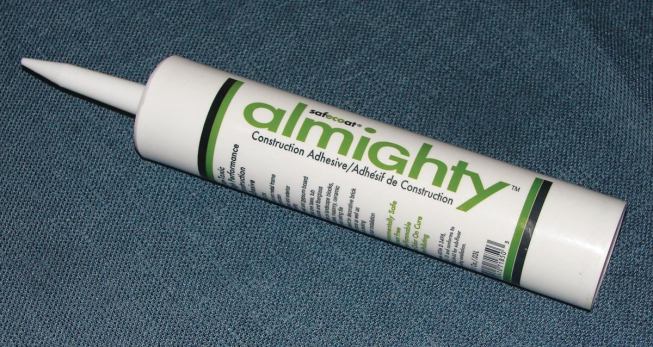 Safecoat. Safecoat Almighty Adhesive is a polyether-based, solvent-free, nonhazardous construction adhesive. With a 100% solid formulation, it meets the AFG-01 performance specification and is appropriate for a wide range of applications from interior and exterior paneling, metal, tub surrounds, wood and metal frame construction, and more. Its VOC content is under 35 g/l. 619.239.0321. www.afmsafecoat.com.