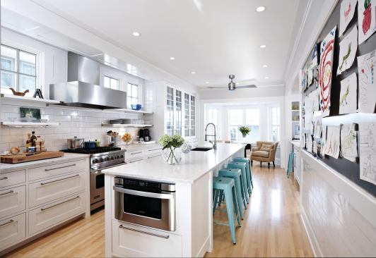 A sunny breakfast nook occupies the end of this St. Paul, Minn., kitchen by Albertsson Hansen Architecture.