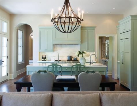 Architect David Jones gave the space simple, elegant forms and colors to keep it from overpowering the rest of the great room.