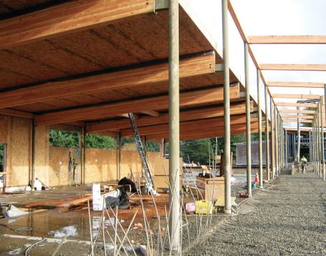 Finn Hill Middle School employs SIPs in its walls and roofs, creating a tight building envelope. Currently undergoing commissioning, the project is striving to be 47 percent more energy efficient than targets set by the U.S. Department of Energy’s Energy Star program.