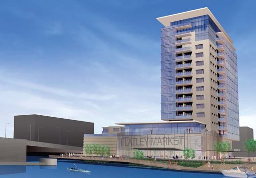 “we convinced [planning department officials] that homes were their first ingredient.”

Vetter Denk partnered with Boston-based StoSS Landscape Urbanism to create a mixed-use master plan for downtown Green Bay that includes a lively boardwalk (left and above left) and Astor Place Condominiums (above right), a 95-unit project slated for construction this year. Other planned buildings include for-sale and rental units, plus commercial, civic, and retail projects.