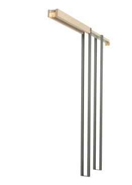 HEAVY LIFTER: The Series 2060 Pocket Door Frame holds doors up to 300 pounds and fits in walls constructed with 2x6 studs. Made of 1 1/4-inch-deep-by-1 3/4-inch-wide zinc-coated steel studs, the frame accommodates 2-foot to 5-foot widths and doors measuring 6 feet 8 inches to 9 feet tall. Johnson Hardware. 800-837-5664. www.johnsonhardware.com. Booth no. W6077.