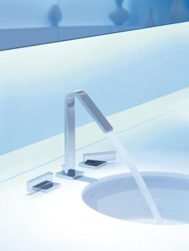 MODERN MOVEMENT: The Loure faucet collection further expands on the trend in contemporary design. A blend of soft curves and clean lines, the faucet features a new UltraGlide valve, which offers smooth temperature and volume control. It comes in polished chrome, vibrant brushed nickel, and vibrant polished nickel. Kohler. 800-456-4537. www.kohler.com. Booth no. W2501.