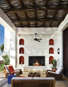 Under the palapa is a fireplace, so there's a place to enjoy the ocean setting, even on  cool nights.