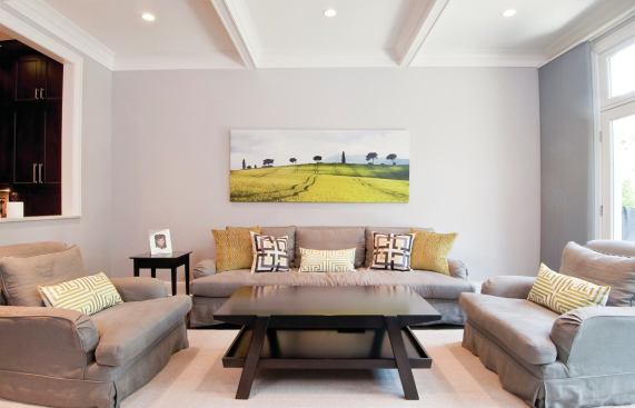 The floorplan is long and narrow, but the spaces feel big.