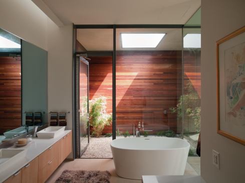 The master bath opens into a private courtyard.