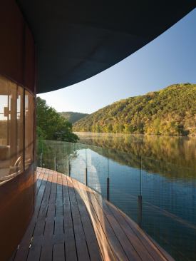 View off the boat house deck illustrating the inspirational bend in the river.