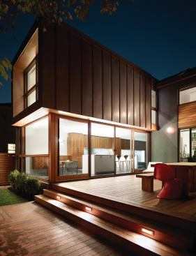 North Kingsway’s projecting kitchen addition opens onto a generous backyard deck.