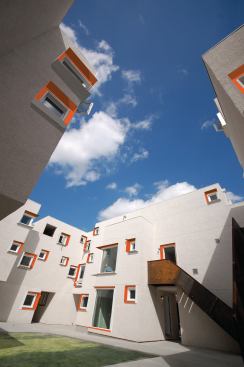 According to 5468796 architecture co-founder Johanna Hurme, the project's central courtyard not only extends the units' private spaces but also acts as a "suggested boundary" between the surrounding public spaces.