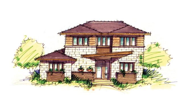 The Modern Prairie façade is contemporary without being funky.