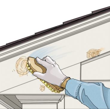 Wash or Strip, and Repaint: Since the sap bleed-through is water soluble, you may be able to remove it with soap and water (and a little bleach). But sap pigments can bind themselves to wet paint. If the stain won’t wash off, you may have to strip off paint before recoating.

