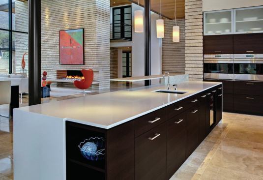 The ample floorplan is wisely used so that the kitchen is both an integral part of the house and a room that stands on its own. 