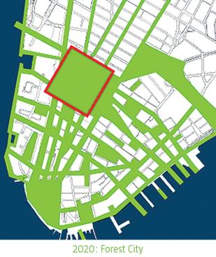 THE ECOLOGICAL CITY

The history of Manhattan, 1660-2200, as envisioned by Field Operations. Until now, development in the city has been driven by economics. But rising sea levels could put ecology in charge. Imagine vegetation shaping development and water commingling with life in the city. Eventually, the southern tip of Manhattan might become its own island with a ring beach at the edge.