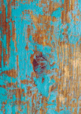 Resist the urge to grab your scraper: 
Timeline Wood’s worn look is factory-made and its added colors (black, white, blue, orange, and red) are built into the design to highlight its rough spots. Unlike traditional reclaimed wood, however, builders don’t have to worry about nails or warping and can ensure a consistent on-site finish in large projects. The wood is FSC-certified, uses low-VOC coatings, and can help earn LEED points. Available in 11 hues, the wood features three edge options, two lengths, and five widths. Timeline Wood. 213.620.5730. 
www.timelinewood.com.