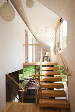 The architects orchestrated all the material handling for the Depot House, from the prepainted wood siding to the fabricated stairs.