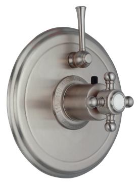 Control Valve&nbsp; StyleTherm might be the first thermostatic valve that complies with California’s new water conservation requirements. In addition to volume control, anti-scald protection, and exact temperature setting, the unit uses a two-outlet diverter valve allowing users to toggle between shower applications. 
California Faucets. 800-822-8855.&nbsp;
www.calfaucets.com.&nbsp; &nbsp;