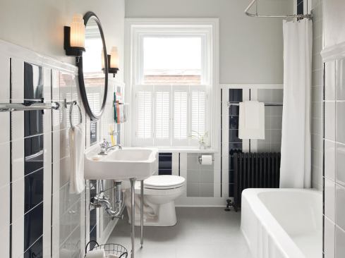 Though this bathroom is in a house that dates from the 1880's, designer Bronwyn Reice of Buckminster Green wanted this bathroom design to pay homage to a 1950's remodel.