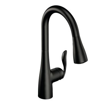 Reflex Action The company’s Arbor kitchen faucet features the Reflex pull-down system, with a resistance-free hose that easily extends and retracts. Offered in a transitional design, the unit has a multi-function wand, a high-arc spout, and a 1255 Duralast cartridge that provides a smooth feel for the life of the faucet. It also comes with a pause button for performing tasks outside the sink. 
Moen. 800-289-6636.
www.moen.com
.