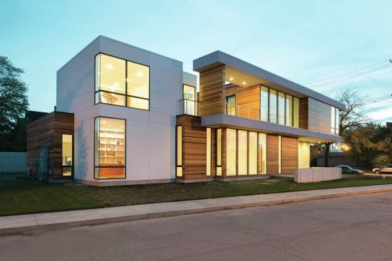The house is in an evolving Cleveland neighborhood that overlooks the city's Industrial Flats. 