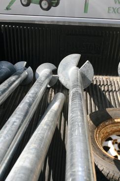 Helical piers have a screw-shaped plate welded to a zinc-coated steel shaft, and are made in different sizes for



different soils and applications.